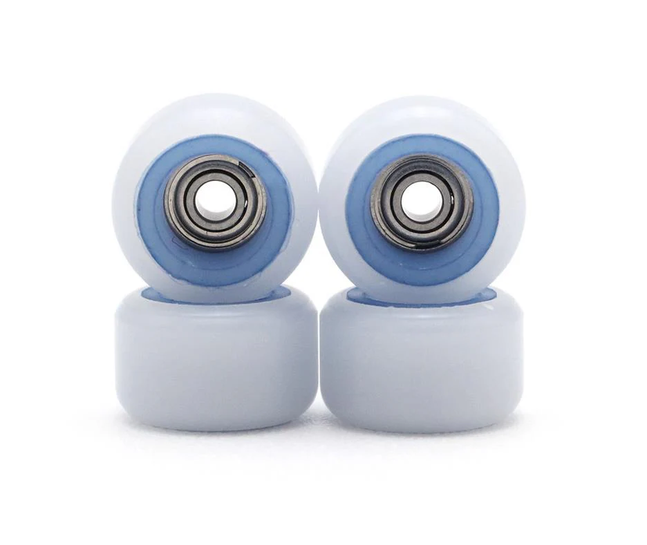 FlatFace Fingerboard Dual Durometer V2 Bearing Wheels - Blueberry and White - Image 2