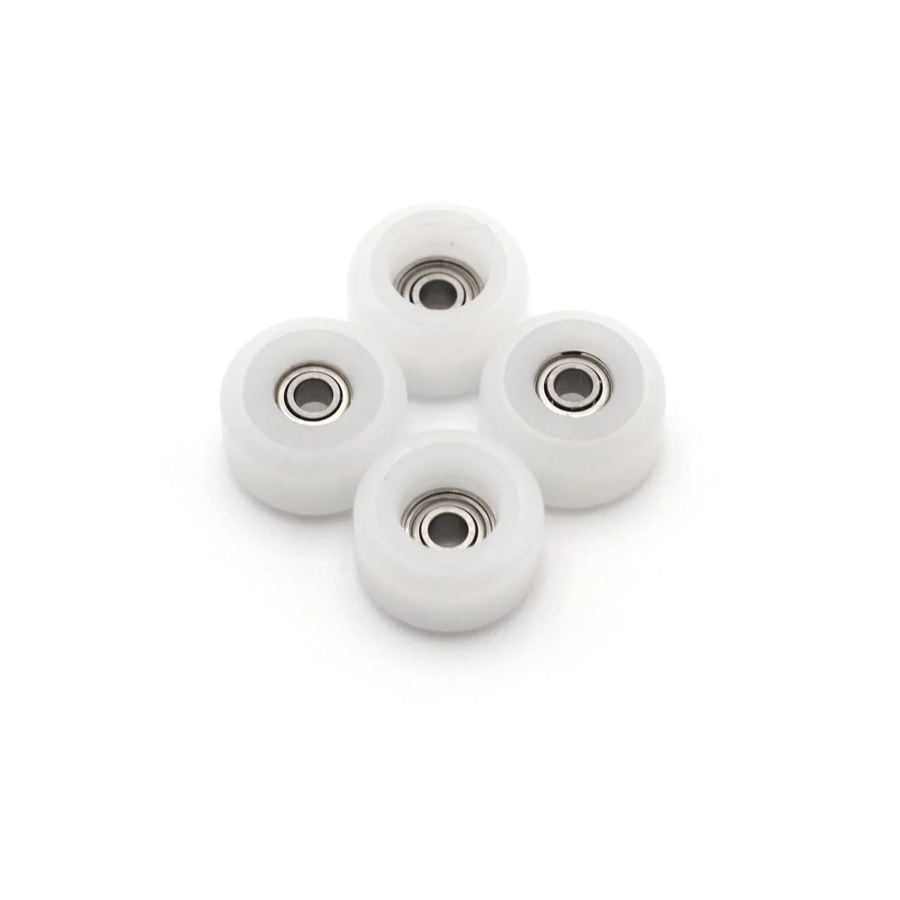 FlatFace Fingerboard Dual Durometer V2 Bearing Wheels - White and White - Image 2
