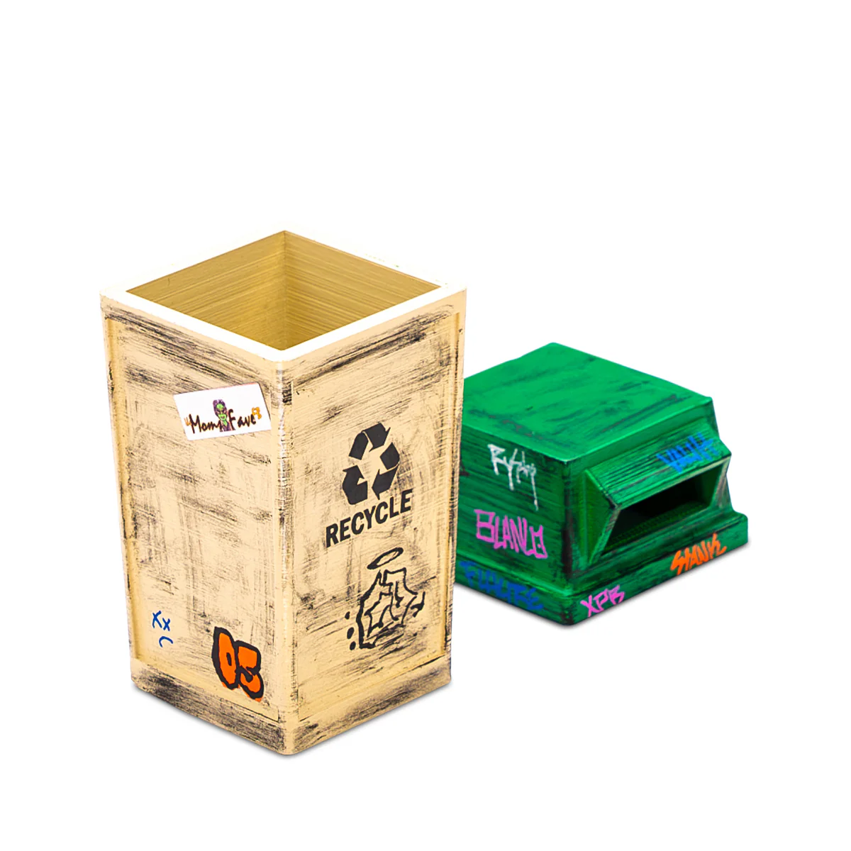 FutureBoundPrints Fingerboard Ramp - Thrashed Municipal Park Recycle Bin - Image 2