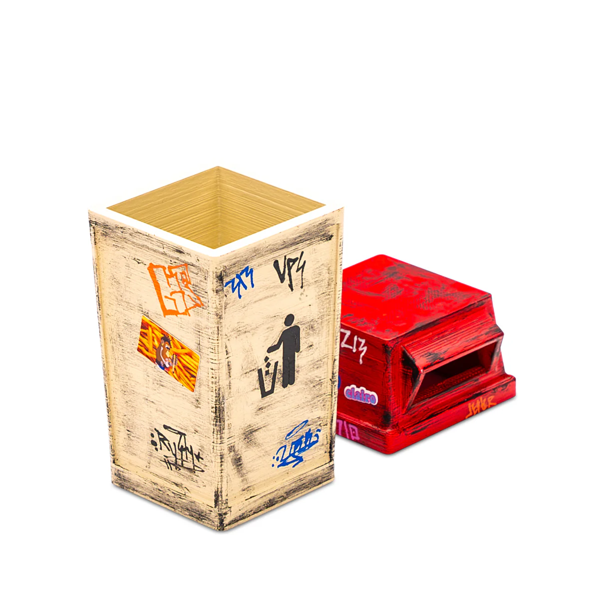 FutureBoundPrints Fingerboard Ramp - Thrashed Municipal Park Trash Bin - Image 2