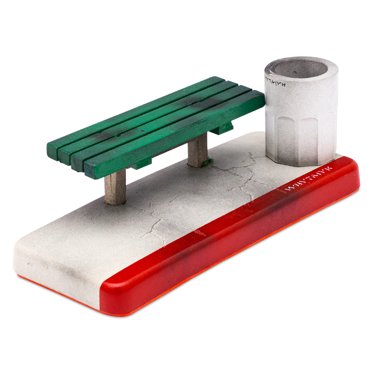 WhytMykConcrete Fingerboard Ramp - Bus Spot with Trash Can and Slab