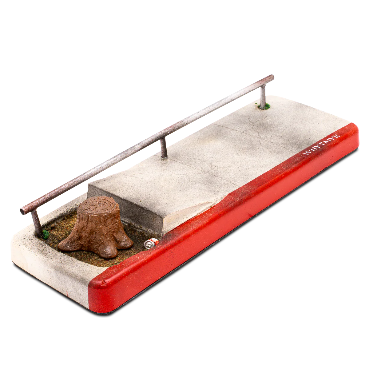 WhytMykConcrete Fingerboard Ramp - XXL Sidewalk with Low Rail and Tree Stump